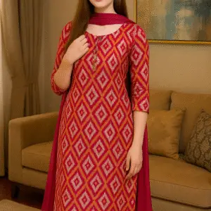 Ruby Ikat Elegance Kurti Set