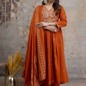 Zehra Rust Embroidered Set